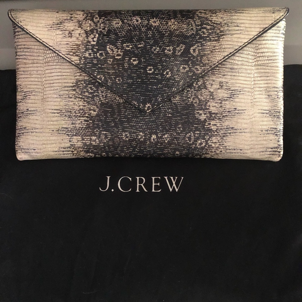 J.Crew Karung Lizard Snake Print Clutch + Wallet